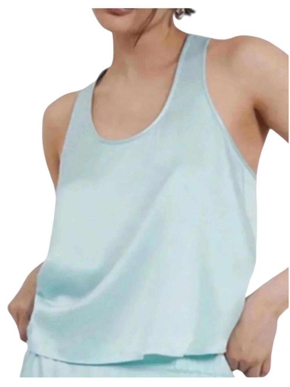 Lunya Washable Silk Tulip Back Tank Top racerback S small infinity ice blue